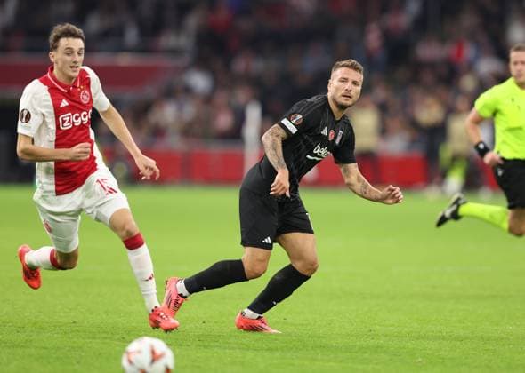 2024-09-26 AFC Ajax v Besiktas JK - UEFA Europa League 2024 25 League Phase MD1 AMSTERDAM, NETHERLANDS - SEPTEMBER 26: Ciro Immobile of Besiktas JK during the UEFA Europa League 2024 25 League Phase MD1 match between AFC Ajax and Besiktas JK at Johan Cruijff Arena on September 26, 2024 in Amsterdam, Netherlands. (Photo by Peter Lous BSR Agency) Amsterdam Netherlands Content not available for redistribution in The Netherlands directly or indirectly through any third parties. Copyright: xBSRxAgencyx