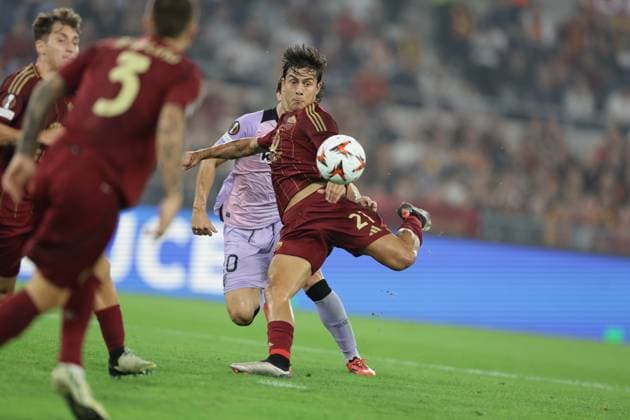 September 26, 2024, Rome, Milan, Italy: RomaoÂ¢Ã‚â‚¬Ã‚â ¢s Argentinian forward Paulo Dybala controls the ball during UEFA Europa League phase match day1 match between AS Roma vs Athletic Club at Olimpico stadium on September 06, 2024 in Rome, Italy. CALCIO - UEFA Europa League - AS Roma vs Athletic Bilbao  - ZUMAs349 20240926_zsa_s349_153 Copyright: xAntonioxBalasco IpaxSportx xIpax