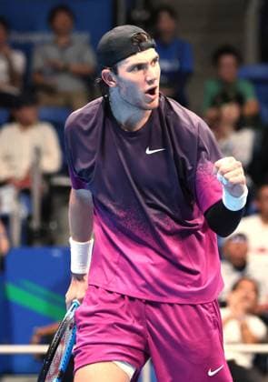 September 27, 2024, Tokyo, Japan - British Jack Draper shouts as he won a key point against Hubert Hurkacz of Poland at the second round match of the Japan Open Tennis championships at the Ariake Colosseum in Tokyo on Friday, September 27, 2024. (photo by Yoshio Tsunoda AFLO) Noxthirdxpartyxsales  (0765074727st)