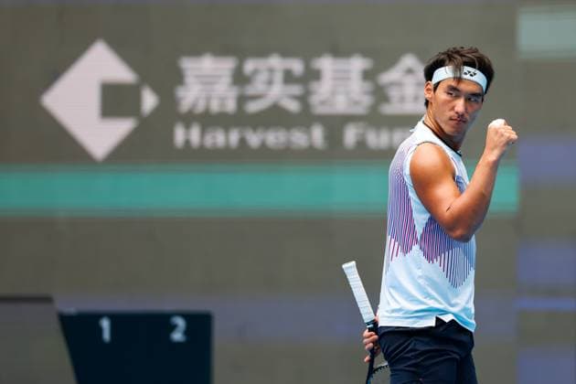 BEIJING, CHINA - SEPTEMBER 27: Bu Yunchaokete of China reacts in the Men s Singles Round of 32 match against Shang Juncheng of China on day five of 2024 China Open at National Tennis Center on September 27, 2024 in Beijing, China.  Copyright: xVCGx 111520482497