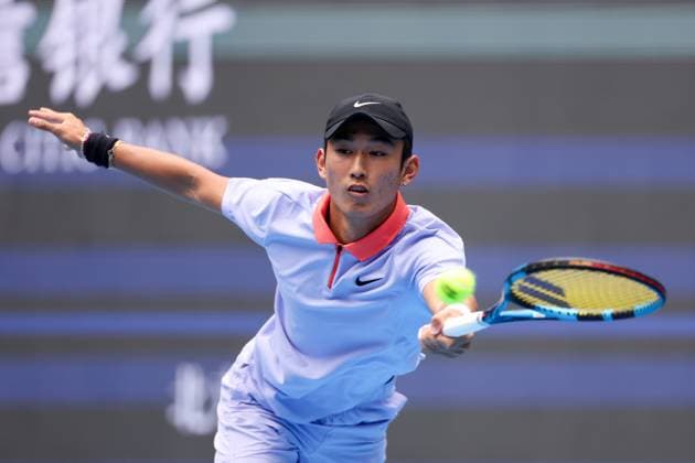 BEIJING, CHINA - SEPTEMBER 27: Shang Juncheng of China competes in the Men s Singles Round of 32 match against Bu Yunchaokete of China on day five of 2024 China Open at National Tennis Center on September 27, 2024 in Beijing, China.  Copyright: xVCGx 111520482471