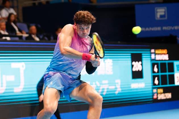 September 27, 2024, Tokyo, Japan: Ben SHELTON (USA) hits a return against Mariano NAVONE (ARG) during a Men s Singles match of the Kinoshita Group Japan Open Tennis Championships 2024 at the Ariake Coloseum. This is the longest-running ATP, Tennis Herren Tour tournament in Asia, first held in 1972. The tournaments run from September 23 to October 1st. Tokyo Japan - ZUMAm191 20240927_aap_m191_018 Copyright: xRodrigoxReyesxMarinx