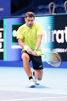 September 27, 2024, Tokyo, Japan: Mariano NAVONE (ARG) hits a return against Ben SHELTON (USA) during a Men s Singles match of the Kinoshita Group Japan Open Tennis Championships 2024 at the Ariake Coloseum. This is the longest-running ATP, Tennis Herren Tour tournament in Asia, first held in 1972. The tournaments run from September 23 to October 1st. Tokyo Japan - ZUMAm191 20240927_aap_m191_023 Copyright: xRodrigoxReyesxMarinx