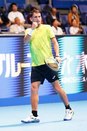 September 27, 2024, Tokyo, Japan: Mariano NAVONE (ARG) reacts during a Men s Singles match against Ben SHELTON (USA) for the Kinoshita Group Japan Open Tennis Championships 2024 at the Ariake Coloseum. This is the longest-running ATP, Tennis Herren Tour tournament in Asia, first held in 1972. The tournaments run from September 23 to October 1st. Tokyo Japan - ZUMAm191 20240927_aap_m191_025 Copyright: xRodrigoxReyesxMarinx