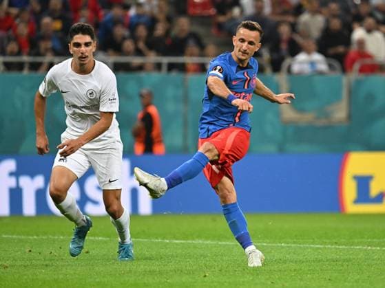 Marius È˜tefÄƒnescu scores a goal during the UEFA Europa League match between FCSB and RFS at the Arena Nationala in Bucharest, Thursday, September 26, 2024 Bucharest Copyright: xRazvanxPasarica SPORTxPICTURESx