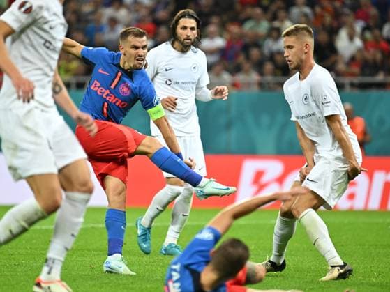 Darius Dumitru Olaru scores a goal during the UEFA Europa League match between FCSB and RFS at the National Arena in Bucharest, Thursday, September 26, 2024 Bucharest Copyright: xRazvanxPasarica SPORTxPICTURESx