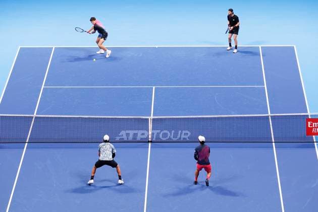 September 27, 2024, Tokyo, Japan: (Up L to R) Ben SHELTON (USA) and Jordan THOMPSON (AUS) in action against Kaito UESUGI (L) and Yoshihito NISHIOKA (JPN) during their doubles match of the Kinoshita Group Japan Open Tennis Championships 2024 at the Ariake Coloseum. This is the longest-running ATP, Tennis Herren Tour tournament in Asia, first held in 1972. The tournaments run from September 23 to October 1st. Tokyo Japan - ZUMAm191 20240927_aap_m191_035 Copyright: xRodrigoxReyesxMarinx
