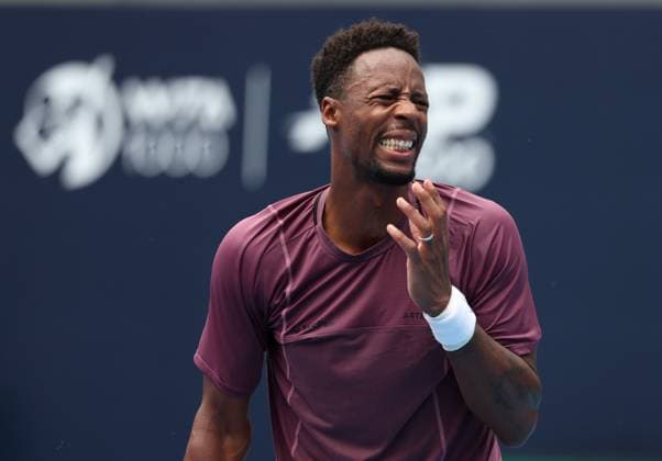 (240927) -- BEIJING, Sept. 27, 2024 -- Gael Monfils reacts after losing a point during the men s singles first round match between Daniil Medvedev of Russia and Gael Monfils of France at 2024 China Open tennis tournament in Beijing, capital of China, Sept. 27, 2024. ) (SP)CHINA-BEIJING-TENNIS-CHINA OPEN-MEN S SINGLES-FIRST ROUND (CN) ZhangxChenlin 