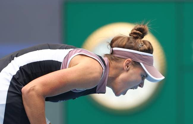(240927) -- BEIJING, Sept. 27, 2024 -- Veronika Kudermetova reacts during the women s singles second round match between Wang Xinyu of China and Veronika Kudermetova of Russia at 2024 China Open tennis tournament in Beijing, capital of China, Sept. 27, 2024. ) (SP)CHINA-BEIJING-TENNIS-CHINA OPEN-WOMEN S SINGLES-SECOND ROUND (CN) BaixXuefei 