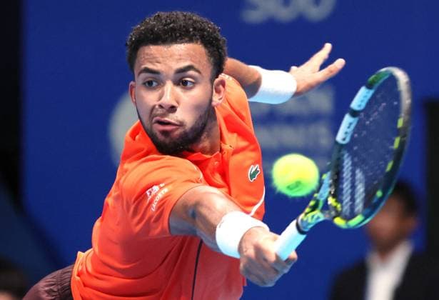 September 27, 2024, Tokyo, Japan - Arthur Fils of France retuens the ball against Matteo Berrettini of Italy at the second round match of the Japan Open Tennis championships at the Ariake Colosseum in Tokyo on Friday, September 27, 2024. Berrettini withdrew the game after the first set. (photo by Yoshio Tsunoda AFLO) Noxthirdxpartyxsales  (268009920)