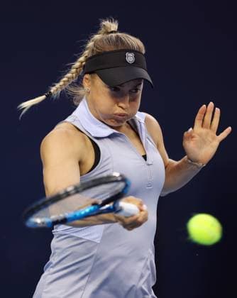 (240927) -- BEIJING, Sept. 27, 2024 -- Yulia Putintseva hits a return during the women s singles second round match between Osaka Naomi of Japan and Yulia Putintseva of Kazakhstan at 2024 China Open tennis tournament in Beijing, capital of China, Sept. 27, 2024. ) (SP)CHINA-BEIJING-TENNIS-CHINA OPEN-WOMEN S SINGLES-SECOND ROUND (CN) ZhangxChenlin 