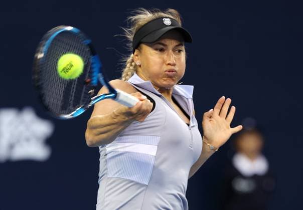(240927) -- BEIJING, Sept. 27, 2024 -- Yulia Putintseva hits a return during the women s singles second round match between Osaka Naomi of Japan and Yulia Putintseva of Kazakhstan at 2024 China Open tennis tournament in Beijing, capital of China, Sept. 27, 2024. ) (SP)CHINA-BEIJING-TENNIS-CHINA OPEN-WOMEN S SINGLES-SECOND ROUND (CN) ZhangxChenlin 