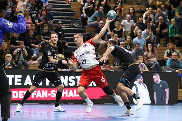 27 09 2024, xtgx, Handball 2 Bundesliga HC Elbflorenz Dresden HBW Balingen Weilstetten v l Dresden