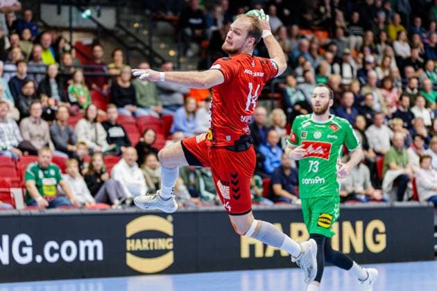 Paul Skorupa VfL Luebeck Schwartau, 14 in goal GER, GWD Minden vs VfL Luebeck Schwartau, Handball, 2 Bundesliga, Matchday 4, Season 2024 2025, 27 09 2024 GER, GWD Minden vs VfL Luebeck Schwartau, Handball, 2 Bundesliga, Matchday 4, Season 2024 2025, 27 09 2024 Luebbecke Copyright: xEibner-Pressefotox xJanxRollingerx EP_JSK
