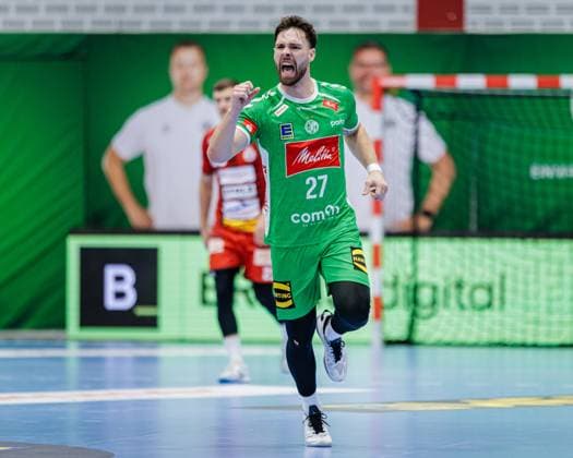 Max Staar GWD Minden, 27 cheers after scoring goal GER, GWD Minden vs VfL Luebeck Schwartau, Handball, 2 Bundesliga, Matchday 4, Season 2024 2025, 27 09 2024 GER, GWD Minden vs VfL Luebeck Schwartau, Handball, 2 Bundesliga, Matchday 4, Season 2024 2025, 27 09 2024 Luebbecke Copyright: xEibner-Pressefotox xJanxRollingerx EP_JSK
