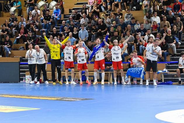 Cheers HBW Balingen Weilstetten GER, HC Elbflorenz 2006 vs HBW Balingen Weilstetten, Handball, 2 Bundesliga, Matchday 4, Season 2024 2025, 27 09 2024 GER, HC Elbflorenz 2006 vs HBW Balingen Weilstetten, Handball, 2 Bundesliga, Matchday 4, Season 2024 2025, 27 09 2024 Dresden Copyright: xEibner-Pressefoto StefaniexFleisx EP_SFR