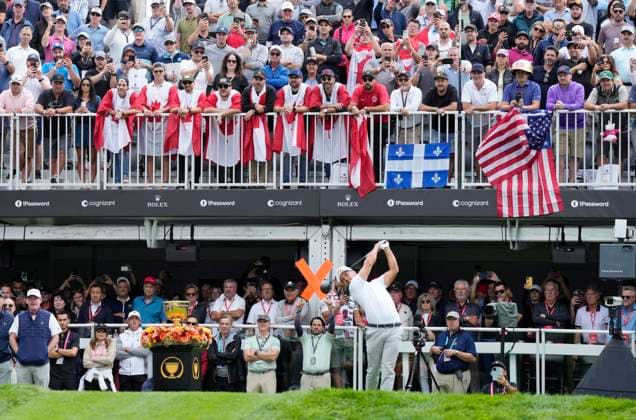 September 27, 2024, Montreal, Pq, Canada: United States team member Scottie Scheffler tees off on the first hole during second round foursome match at the Presidents Cup golf tournament at Royal Montreal Golf Club in Montreal, Friday, Sept. 27, 2024. Golf 2024: Presidents Cup: Round Two  - ZUMAc35_ 20240927_zaf_c35_026 Copyright: xFrankxGunnx
