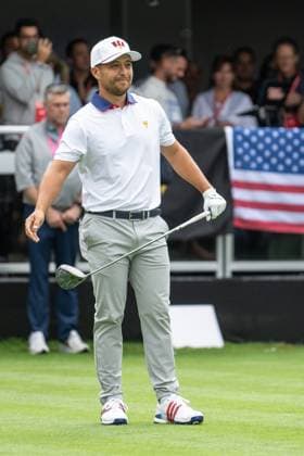 MONTREAL, QC - SEPTEMBER 27: Team USA golfer Xander Schauffele at the first tee at the 2024 Presidents Cup on September 27, 2024 at The Royal Montreal Golf Club in Montreal, QC (Photo by Vincent Ethier Icon Sportswire) GOLF: SEP 27 Presidents Cup EDITORIAL USE ONLY Icon2409270328