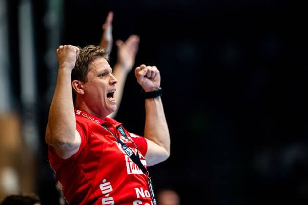 27 09 2024, GER, Handball, 1 Bl, Maenner, Saison 24 25, Daikin Handball Bundesliga, 4 Spieltag, ThSV Eisenach SG Flensburg Handewitt Nicolej Krickau SG Flensburg Handewitt 99817 Eisenach Werner Assmann Halle Am Sportp Thueringen Germany