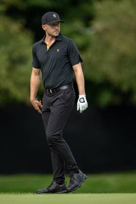 MONTREAL, QC - SEPTEMBER 27: International Team golfer Mackenzie Hughes on the fourth green at the 2024 Presidents Cup on September 27, 2024 at The Royal Montreal Golf Club in Montreal, QC (Photo by Vincent Ethier Icon Sportswire) GOLF: SEP 27 Presidents Cup EDITORIAL USE ONLY Icon2409272731