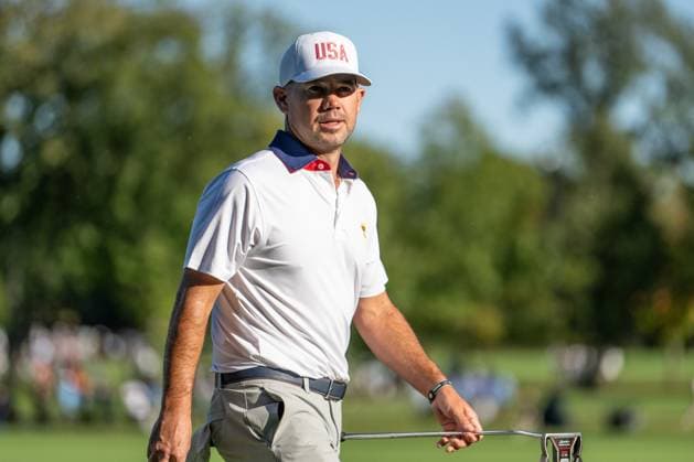 MONTREAL, QC - SEPTEMBER 27: Team USA golfer Brian Harman on the 14th green at the 2024 Presidents Cup on September 27, 2024 at The Royal Montreal Golf Club in Montreal, QC (Photo by Vincent Ethier Icon Sportswire) GOLF: SEP 27 Presidents Cup EDITORIAL USE ONLY Icon2409274014