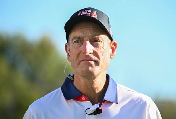 September 27, 2024, Montreal, Pq, Canada: United States team captain Jim Furyk looks on during the second round foursome matches at the Presidents Cup golf tournament at the Royal Montreal Golf Club in Montreal, Friday, Sept. 27, 2024. Jim Furyk,  - ZUMAc35_ 20240927_zaf_c35_181 Copyright: xGrahamxHughesx