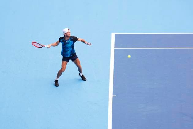 September 28, 2024, Tokyo, Japan: Tomas MACHAC (CZE) hits a return against Tommy PAUL (USA) during the Kinoshita Group Japan Open Tennis Championships 2024 at the Ariake Coloseum. This is the longest-running ATP, Tennis Herren Tour tournament in Asia, first held in 1972. The tournaments run from September 23 to October 1st. Tokyo Japan - ZUMAm191 20240928_aap_m191_022 Copyright: xRodrigoxReyesxMarinx