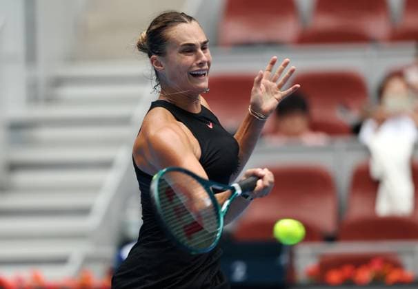 (240928) -- BEIJING, Sept. 28, 2024 -- Aryna Sabalenka of Belarus returns a shot during the women s singles second round match between Aryna Sabalenka of Belarus and Mananchaya Sawangkaew of Thailand at 2024 China Open tennis tournament in Beijing, capital of China, Sept. 28, 2024. ) (SP)CHINA-BEIJING-TENNIS-CHINA OPEN-WOMEN S SINGLES-SECOND ROUND (CN) ZhangxChenlin 