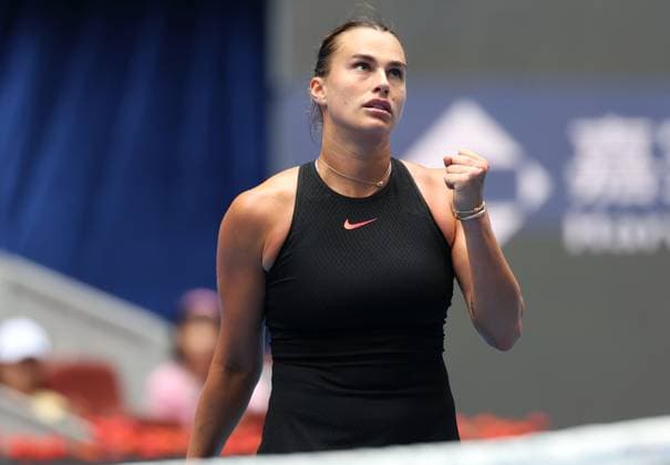 (240928) -- BEIJING, Sept. 28, 2024 -- Aryna Sabalenka of Belarus reacts during the women s singles second round match between Aryna Sabalenka of Belarus and Mananchaya Sawangkaew of Thailand at 2024 China Open tennis tournament in Beijing, capital of China, Sept. 28, 2024. ) (SP)CHINA-BEIJING-TENNIS-CHINA OPEN-WOMEN S SINGLES-SECOND ROUND (CN) ZhangxChenlin 