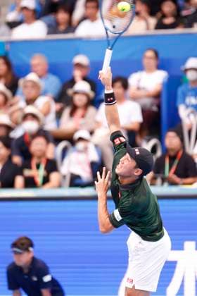 September 28, 2024, Tokyo, Japan: Kei NISHIKORI (JPN) hits a return against Jordan THOMPSON (AUS) during the Kinoshita Group Japan Open Tennis Championships 2024 at the Ariake Coloseum. This is the longest-running ATP, Tennis Herren Tour tournament in Asia, first held in 1972. The tournaments run from September 23 to October 1st. Tokyo Japan - ZUMAm191 20240928_aap_m191_055 Copyright: xRodrigoxReyesxMarinx