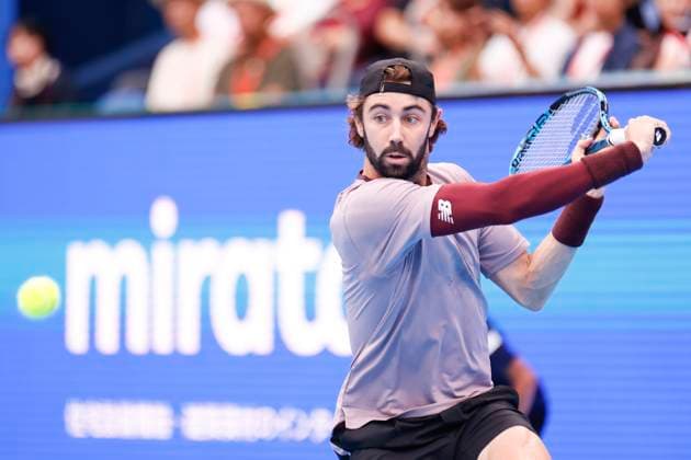 September 28, 2024, Tokyo, Japan: Jordan THOMPSON (AUS) hits a return against Kei NISHIKORI (JPN) during the Kinoshita Group Japan Open Tennis Championships 2024 at the Ariake Coloseum. This is the longest-running ATP, Tennis Herren Tour tournament in Asia, first held in 1972. The tournaments run from September 23 to October 1st. Tokyo Japan - ZUMAm191 20240928_aap_m191_062 Copyright: xRodrigoxReyesxMarinx