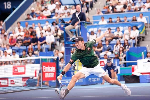 September 28, 2024, Tokyo, Japan: Kei NISHIKORI (JPN) hits a return against Jordan THOMPSON (AUS) during the Kinoshita Group Japan Open Tennis Championships 2024 at the Ariake Coloseum. This is the longest-running ATP, Tennis Herren Tour tournament in Asia, first held in 1972. The tournaments run from September 23 to October 1st. Tokyo Japan - ZUMAm191 20240928_aap_m191_068 Copyright: xRodrigoxReyesxMarinx