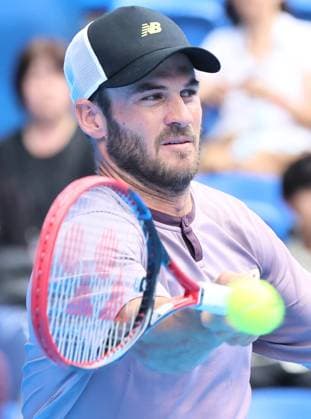 September 28, 2024, Tokyo, Japan - Tommy Paul of the United States retuens the ball against Tomas Machac of Czech Republic at the second round match of the Japan Open Tennis championships at the Ariake Colosseum in Tokyo on Saturday, September 28, 2024. (photo by Yoshio Tsunoda AFLO) Noxthirdxpartyxsales  (0765325496st)