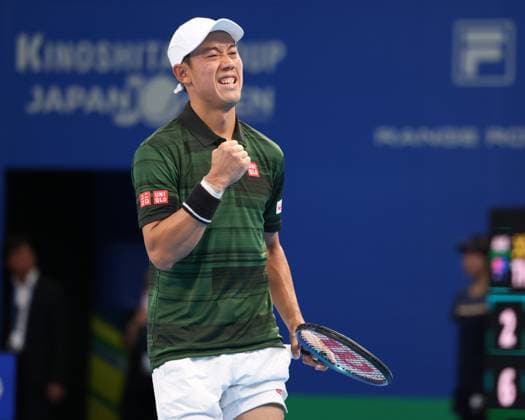 Kei Nishikori cheers after winning, jubilation, joy, emotion Kinoshita Group Japan Open Tennis Championships, Tokyo, Japan Copyright: xJuergenxHasenkopfx