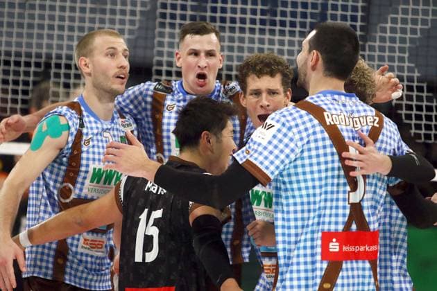 Herrsching delighted with point win, He Volleyballl, Bundesliga 2024 25 WWK Volleys Herrsching vs Berlin Recycling Volleys, 27 09 24 BMW Park, Munich, Copyright: WolfgangxFehrmann