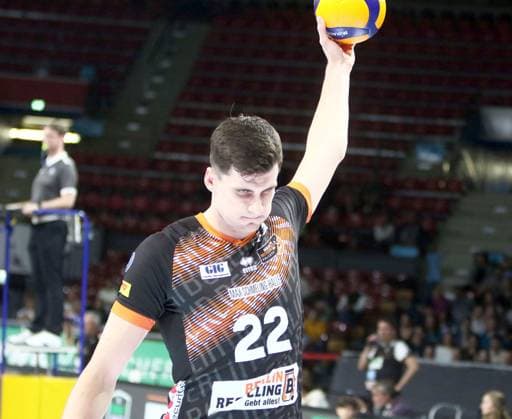 Jake HANES Berlin , He Volleyballl, Bundesliga 2024 25 WWK Volleys Herrsching vs Berlin Recycling Volleys, 27 09 24 BMW Park, Munich, Copyright: WolfgangxFehrmann