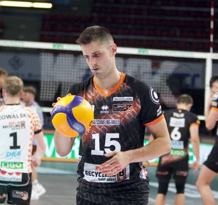 Moritz REICHERT Berlin , He Volleyballl, Bundesliga 2024 25 WWK Volleys Herrsching vs Berlin Recycling Volleys, 27 09 24 BMW Park, Munich, Copyright: WolfgangxFehrmann