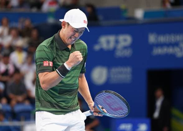 Kei Nishikori makes a fist and cheers,cheers,joy,emotion, Kinoshita Group Japan Open Tennis Championships, Tokyo, Japan Copyright: xJuergenxHasenkopfx