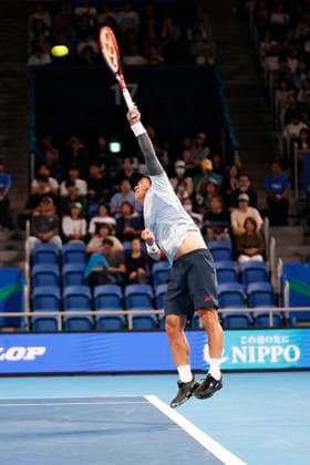 September 28, 2024, Tokyo, Japan: Yoshihito NISHIOKA (JPN) serves against Holger RUNE (DEN) during the Kinoshita Group Japan Open Tennis Championships 2024 at the Ariake Coloseum. This is the longest-running ATP, Tennis Herren Tour tournament in Asia, first held in 1972. The tournaments run from September 23 to October 1st. Tokyo Japan - ZUMAm191 20240928_aap_m191_086 Copyright: xRodrigoxReyesxMarinx