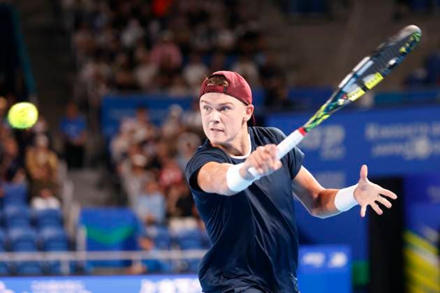 September 28, 2024, Tokyo, Japan: Holger RUNE (DEN) hits a return against Yoshihito NISHIOKA (JPN) during the Kinoshita Group Japan Open Tennis Championships 2024 at the Ariake Coloseum. This is the longest-running ATP, Tennis Herren Tour tournament in Asia, first held in 1972. The tournaments run from September 23 to October 1st. Tokyo Japan - ZUMAm191 20240928_aap_m191_094 Copyright: xRodrigoxReyesxMarinx