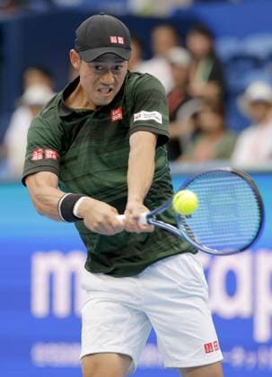 Tennis: Japan Open Japan s Kei Nishikori plays against Australia s Jordan Thompson in the second round of the men s singles at the Japan Open tennis championships in Tokyo on Sept. 28, 2024.  A14AA0003508638P