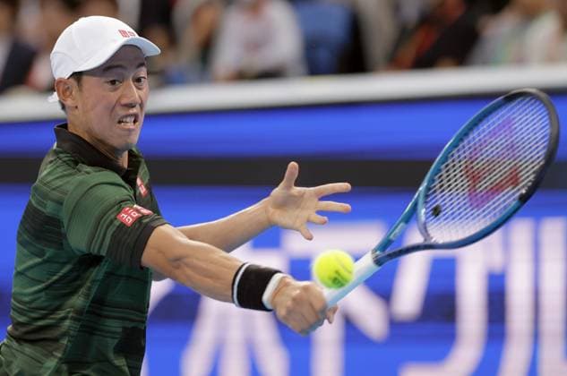 Tennis: Japan Open Japan s Kei Nishikori plays against Australia s Jordan Thompson in the second round of the men s singles at the Japan Open tennis championships in Tokyo on Sept. 28, 2024.  A14AA0003508640P
