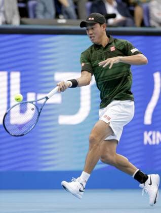 Tennis: Japan Open Japan s Kei Nishikori plays against Australia s Jordan Thompson in the second round of the men s singles at the Japan Open tennis championships in Tokyo on Sept. 28, 2024.  A14AA0003508639P