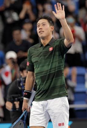 Tennis: Japan Open Japan s Kei Nishikori acknowledges the crowd after defeating Australia s Jordan Thompson in the second round of the men s singles at the Japan Open tennis championships in Tokyo on Sept. 28, 2024.  A14AA0003508643P