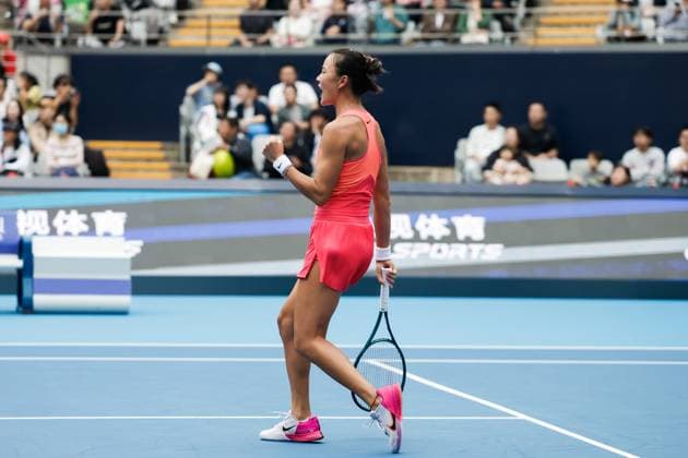 BEIJING, CHINA - SEPTEMBER 28: Yuan Yue of China reacts in the Women s Singles Round of 64 match against Karolina Muchova of Czech Republic on day six of 2024 China Open at National Tennis Center on September 28, 2024 in Beijing, China.  Copyright: xVCGx 111520709192