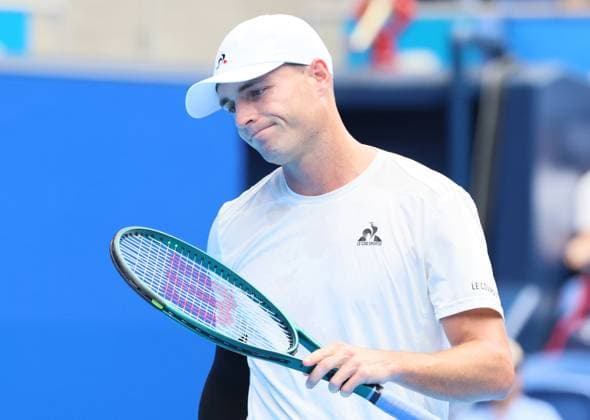 September 28, 2024, Tokyo, Japan - Christopher O connell of the Australia is disappointed as he lost a key point against Alex Michelsen of the United States at the second round match of the Japan Open Tennis championships at the Ariake Colosseum in Tokyo on Saturday, September 28, 2024. (photo by Yoshio Tsunoda AFLO) Noxthirdxpartyxsales  (0765383771st)