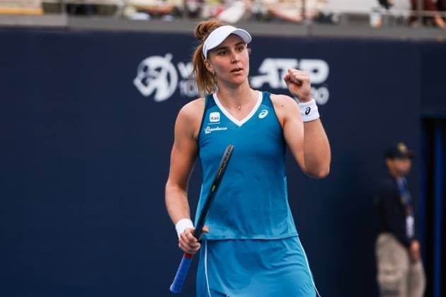 BEIJING, CHINA - SEPTEMBER 28: Beatriz Haddad Maia of Brazil reacts in the Women s Singles Round of 64 match against Wei Sijia of China on day six of 2024 China Open at National Tennis Center on September 28, 2024 in Beijing, China.  Copyright: xVCGx 111520709602