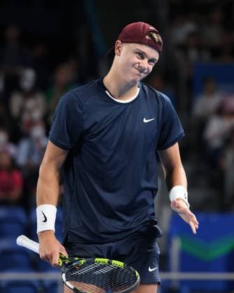 Holger Rune reacts upset, anger, disappointed, disappointment, emotion, Kinoshita Group Japan Open Tennis Championships, Tokyo, Japan Copyright: xJuergenxHasenkopfx