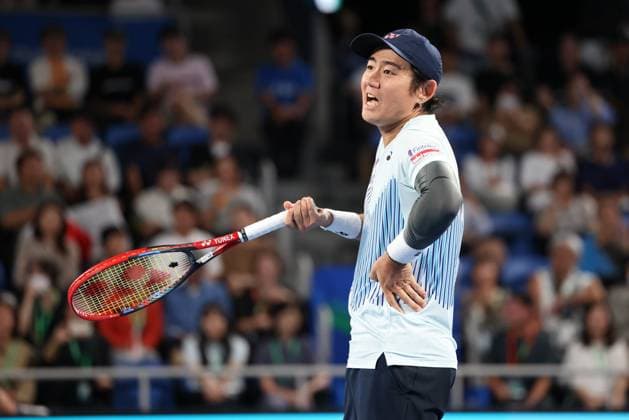 Yoshihito Nishioka reacts angry,anger,disappointed,disappointment,emotion, Kinoshita Group Japan Open Tennis Championships, Tokyo, Japan Copyright: xJuergenxHasenkopfx