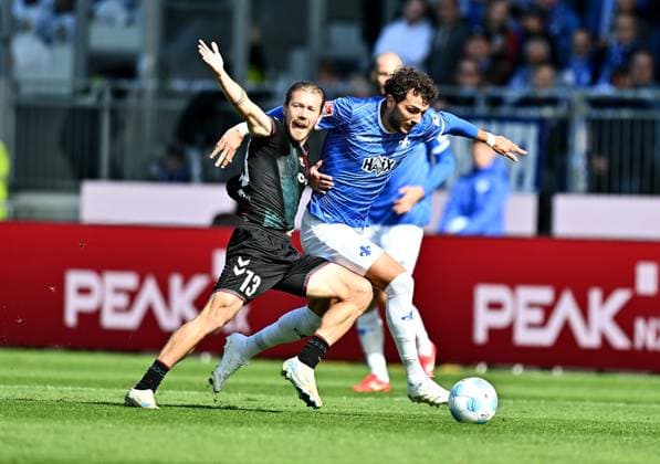 28 09 2024, xfux, Fussball 2 Bundesliga, SV Darmstadt 98 1 FC Magdeburg, v l Connor Krempicki 1 FC Magdeburg , Fraser Hornby SV Darmstadt 98 DFL DFB REGULATIONS PROHIBIT ANY USE OF PHOTOGRAPHS as IMAGE SEQUENCES and or QUASI VIDEO Licensing of the photographic work to and or by SV Darmstadt 1898 e V and subsidiaries is not permitted No release of or sale to SV Darmstadt 1898 e V Darmstadt